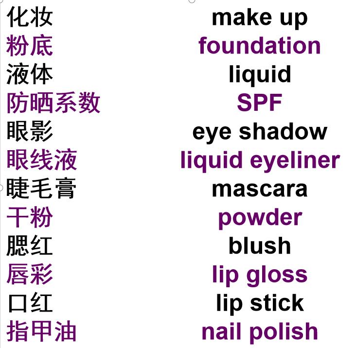 day2什么意思,关于化妆品的英语单词大全