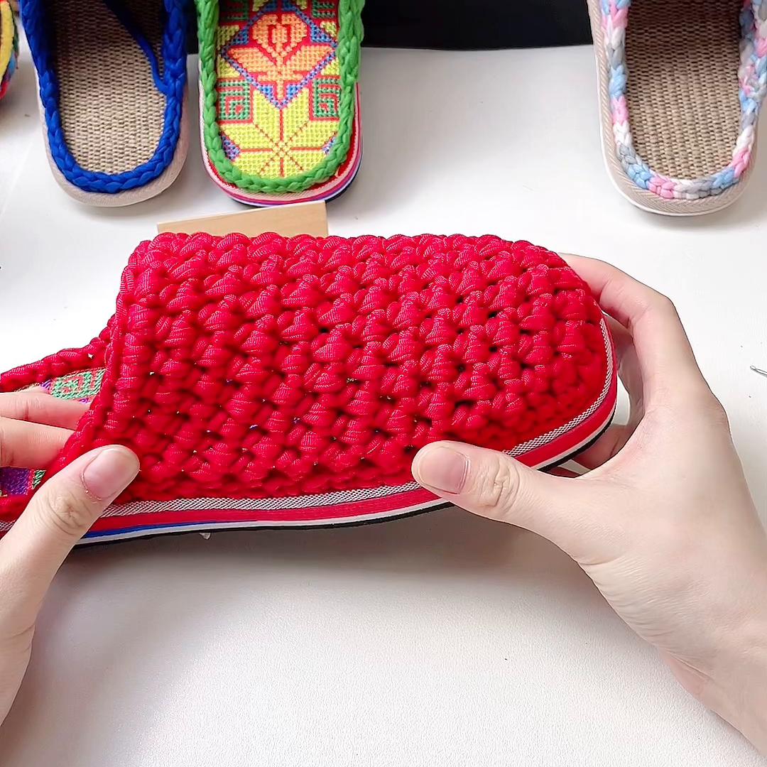 冬季布条线蕾丝花边拖鞋教程,布条线冬季包头拖鞋教程