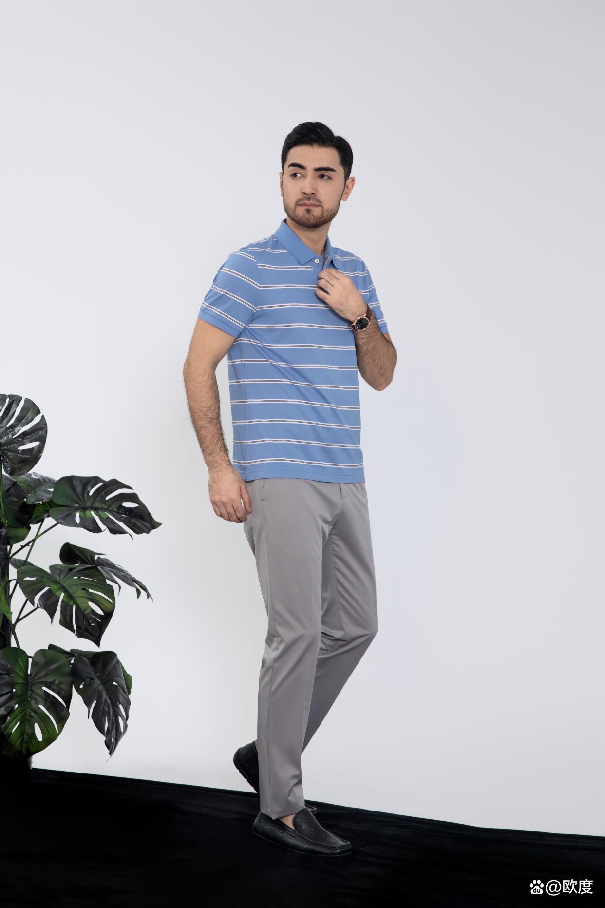 秋冬款商务polo,气质男士夏季修身polo衫