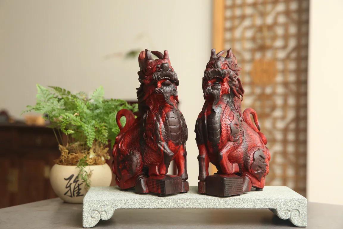 印度小叶紫檀麒麟木雕,印度小叶紫檀麒麟摆件