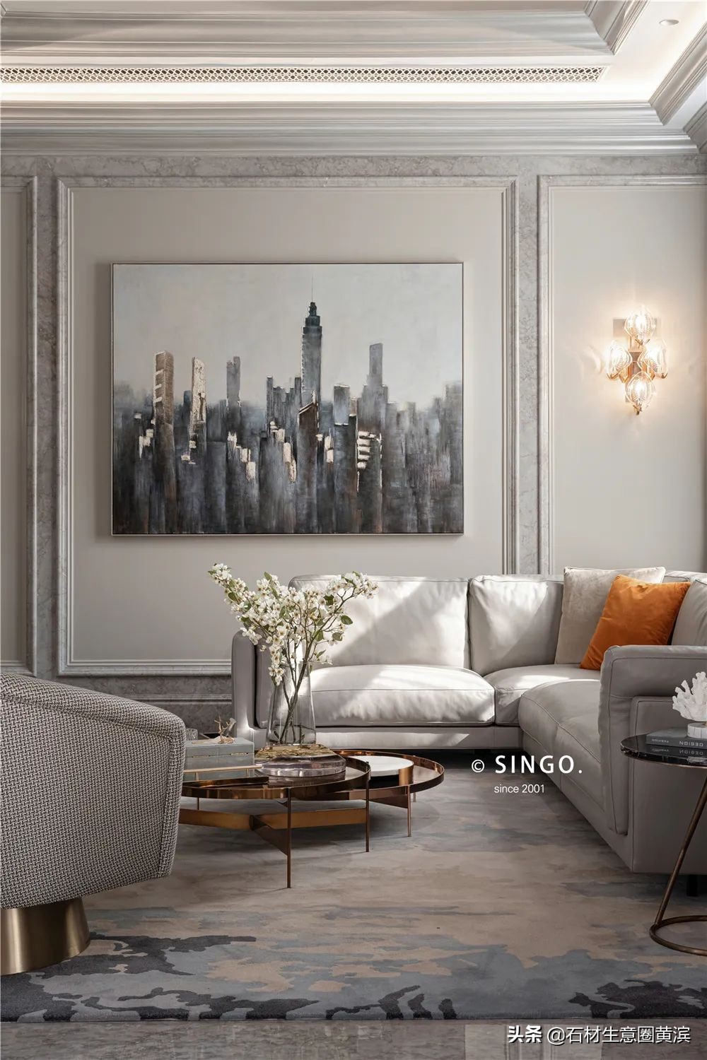 法式轻奢别墅大理石什么颜色好看,大理石法式轻奢