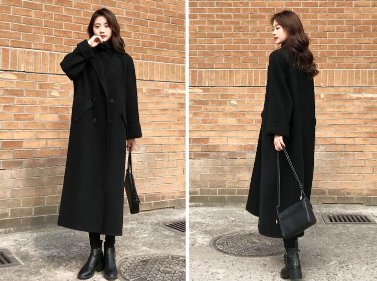 黑色呢子中短款大衣搭配出高级感,长款呢子大衣怎么搭配好看又保暖