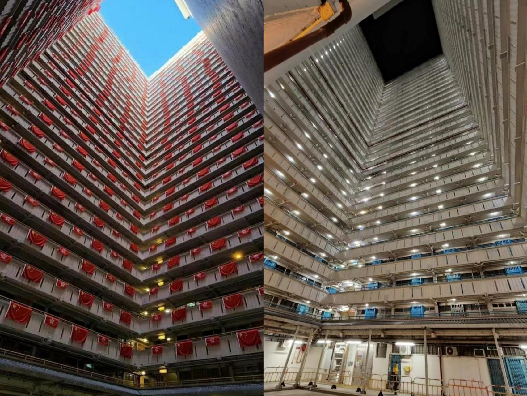 香港居民楼挂五星红旗图文,香港居民楼五星红旗