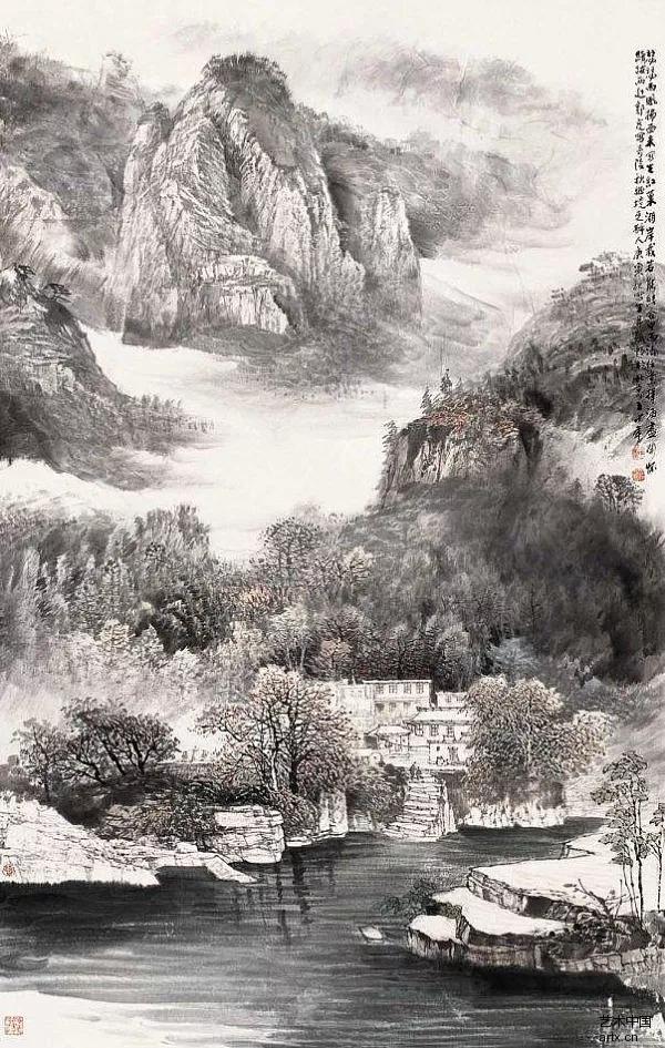 名家余玉奇山水画精品欣赏,古代名家横幅山水画作品欣赏