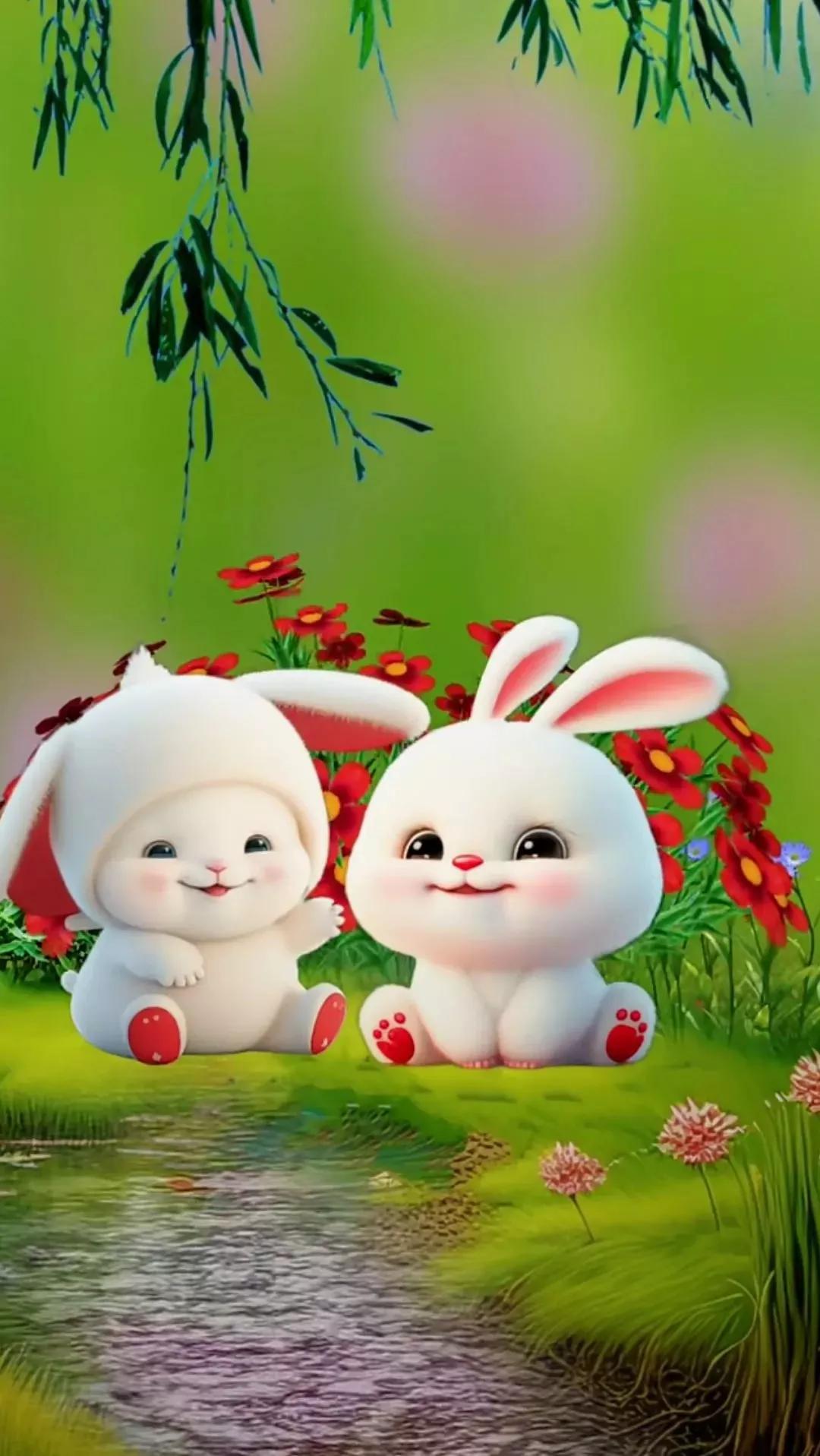 一组开心的萌兔送给大家请欣赏