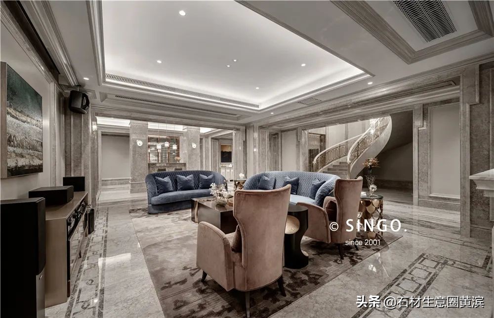 法式轻奢别墅大理石什么颜色好看,大理石法式轻奢