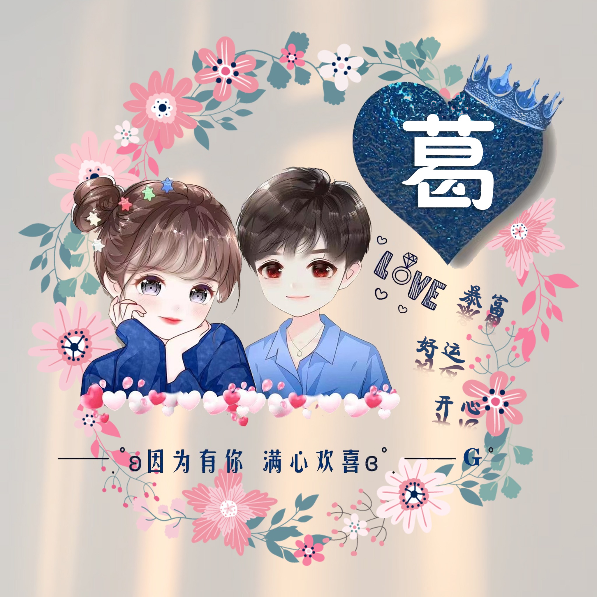 适合做微信、QQ头像，55张超赞情侣可爱签名头像，有你的姓氏吗？