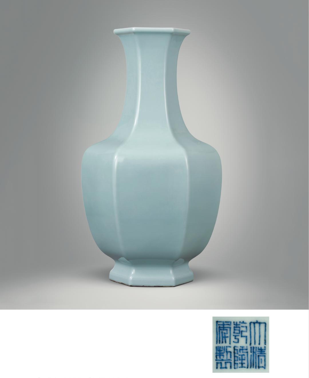 日本回流宋代官窑玄门瓶,老瓷器清霁蓝釉四方瓶