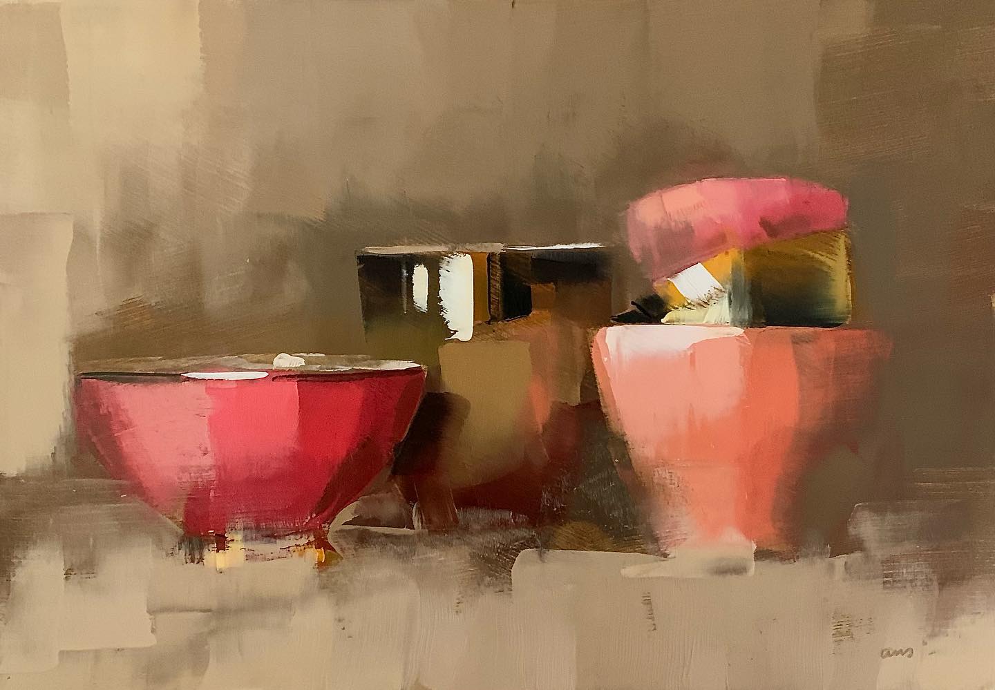 大色块静物油画,油画静物花卉色块