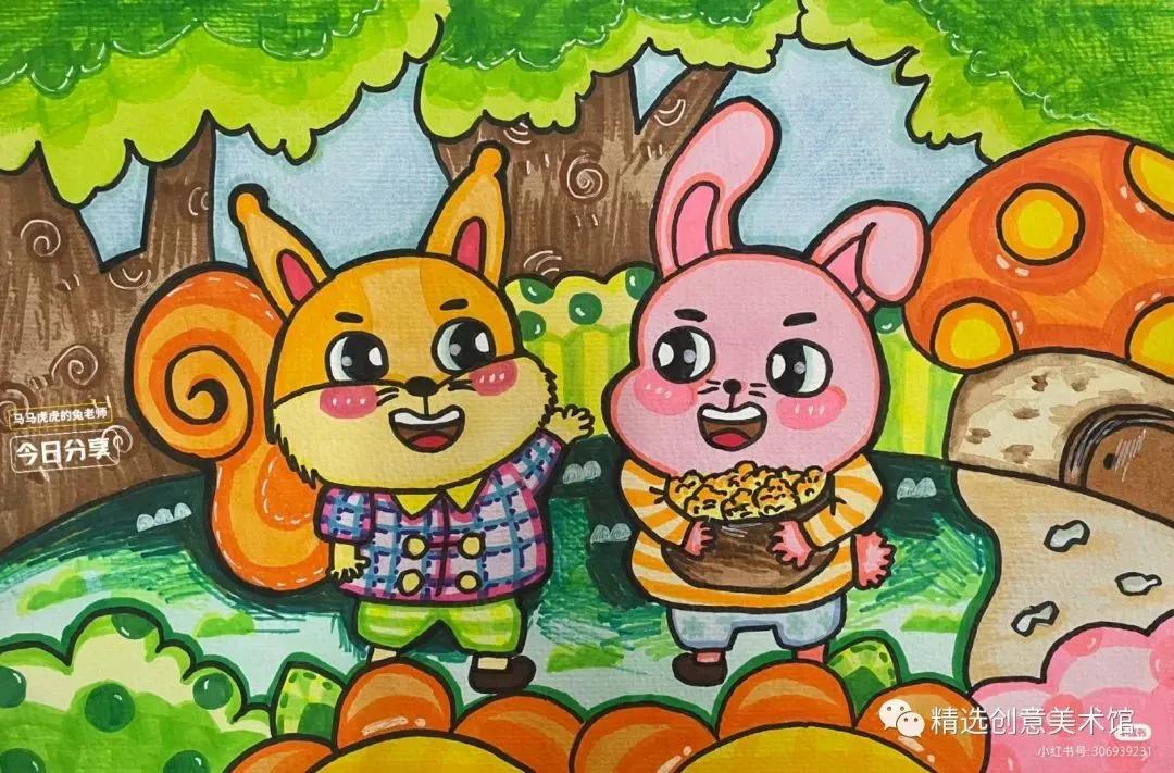 马克笔画儿童故事插画图,儿童简单马克笔绘画创意3-6岁