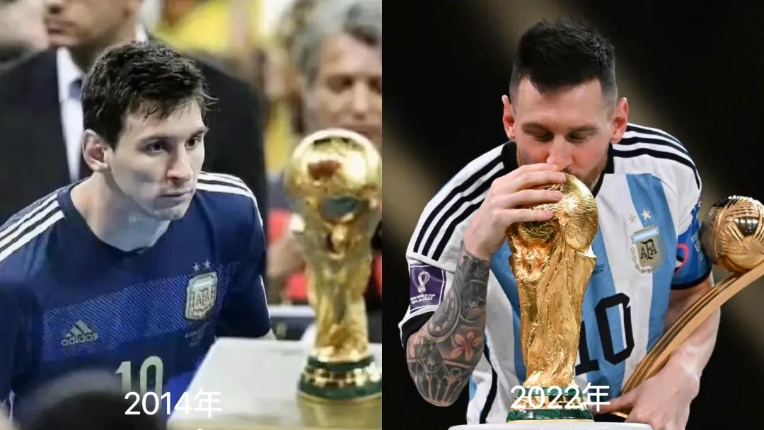 梅西有多渴望大力神杯,梅西亲吻大力神杯