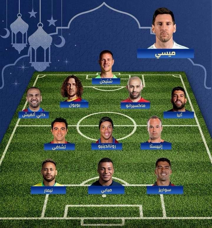 内马尔苏亚雷斯梅西位置,内马尔入选最佳阵容