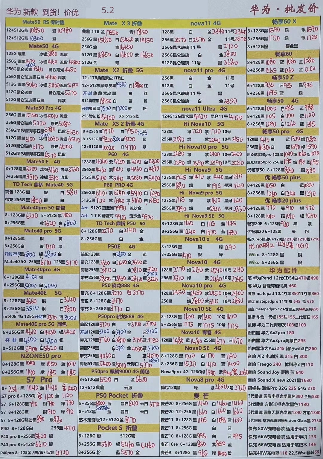 2023年2月华强北手机拿货价格表,华强北手机报价单每日更新
