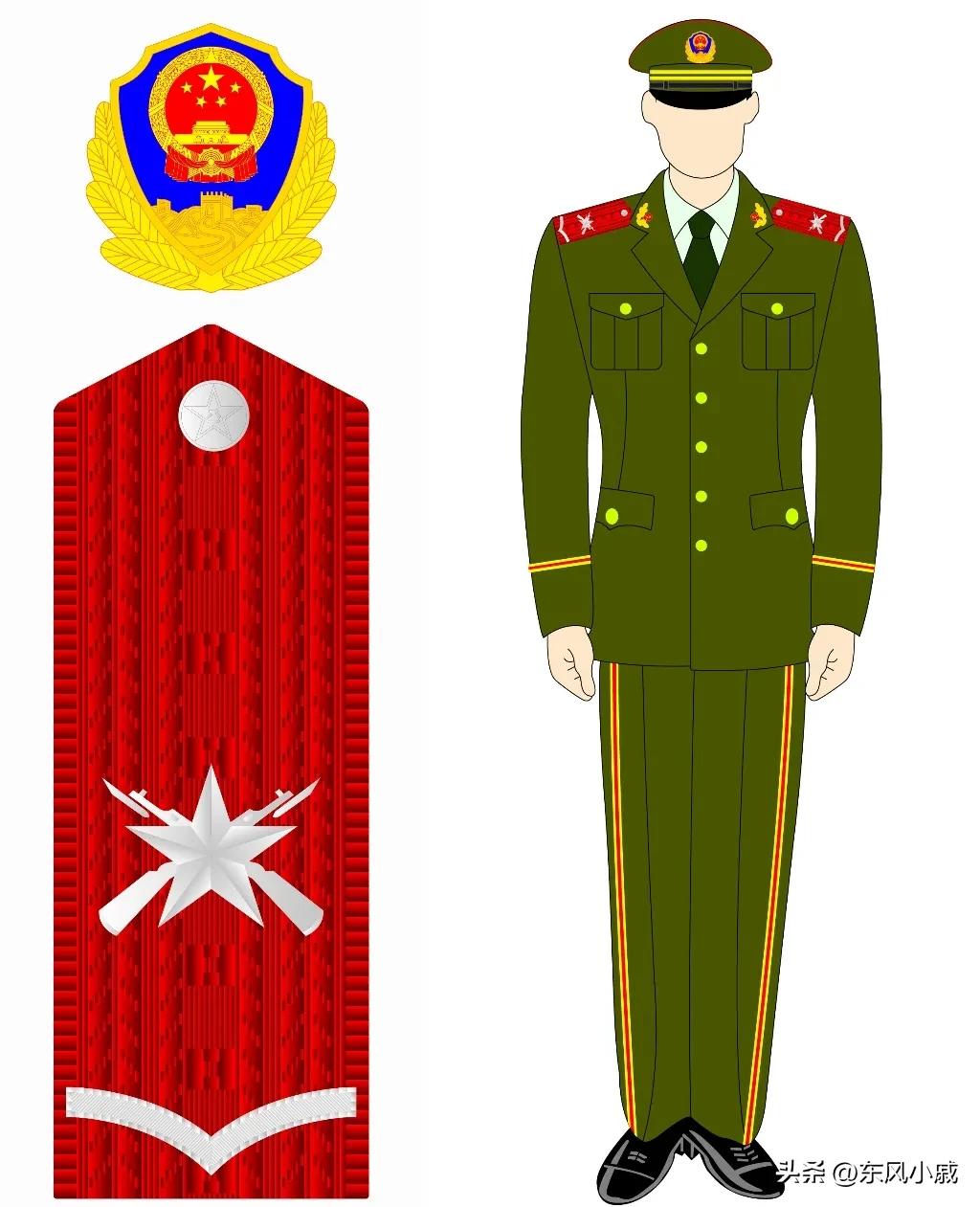99式*警武**部队警衔，颜值最在线的一套军衔和军服