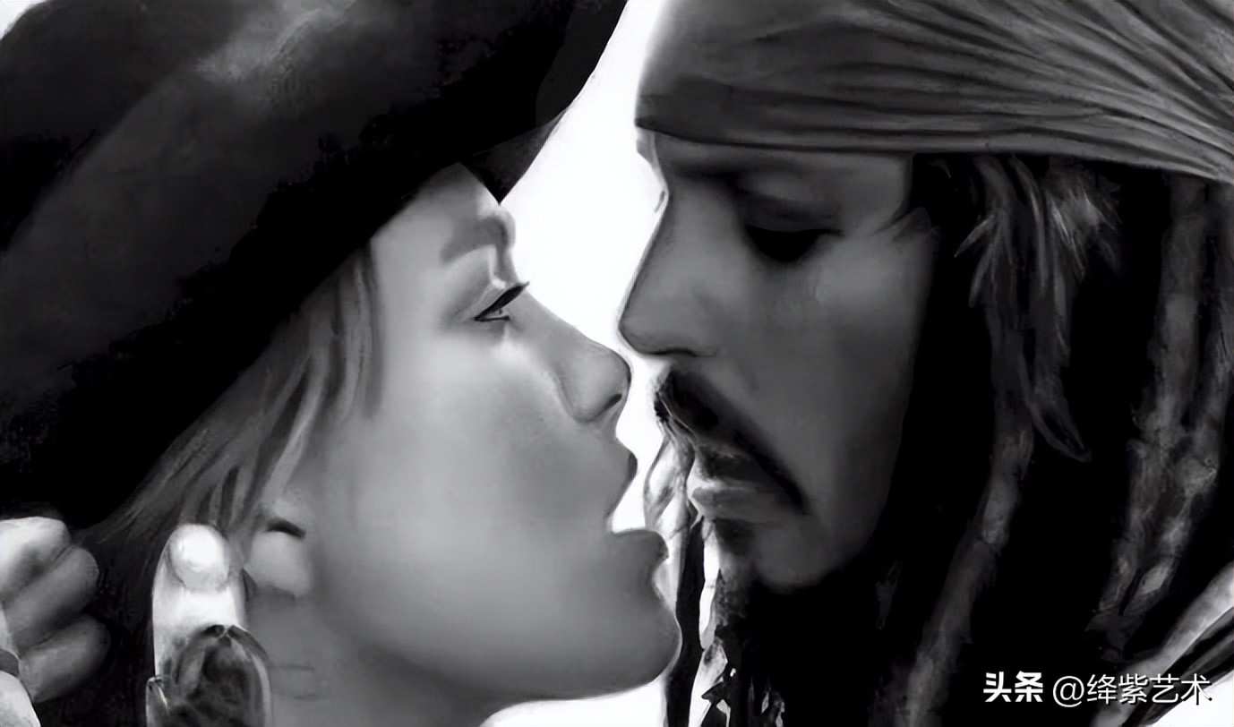 女画家用双手同时画画,用手画画女画家