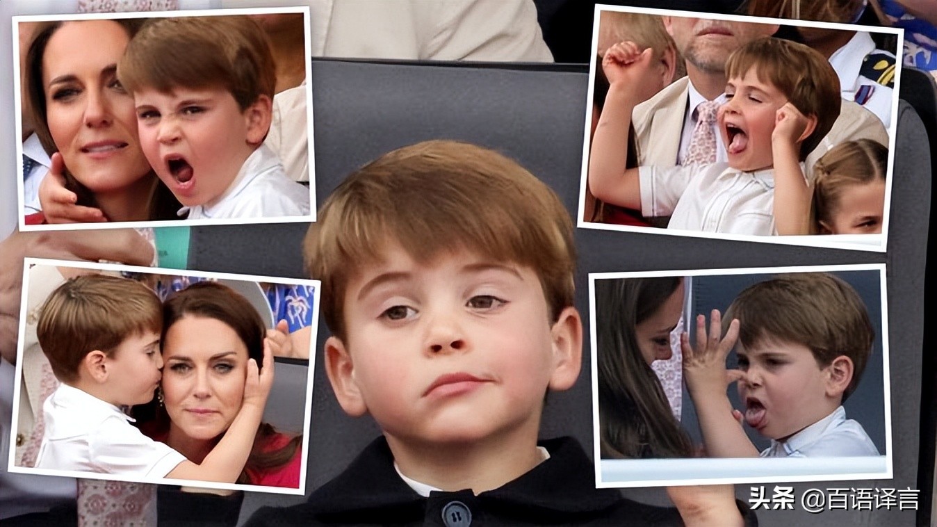 路易又抢女王风头！出席活动时要查尔斯抱，吻妈妈，站凳上吃零食
