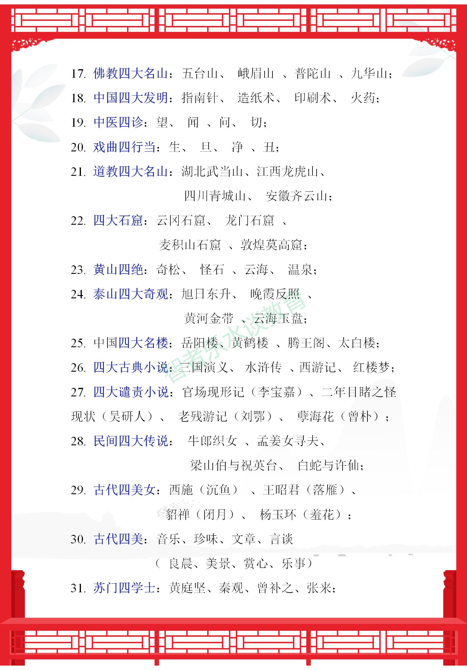 语文文学常识积累大全113页,特级语文老师整理文学常识