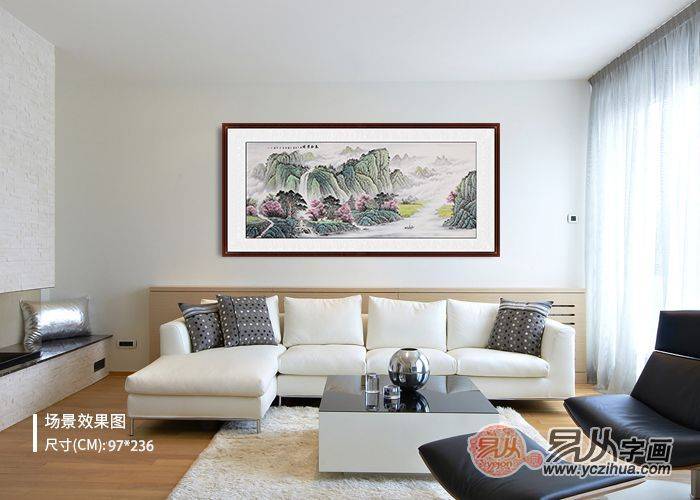 客厅沙发墙挂画名家手绘山水画,高档山水画挂客厅纯手绘