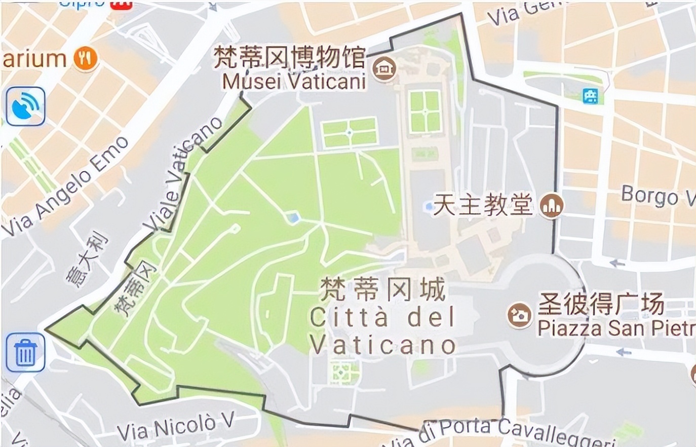 梵蒂冈0.44平方公里的面积多大,梵蒂冈没有和哪些国家建交