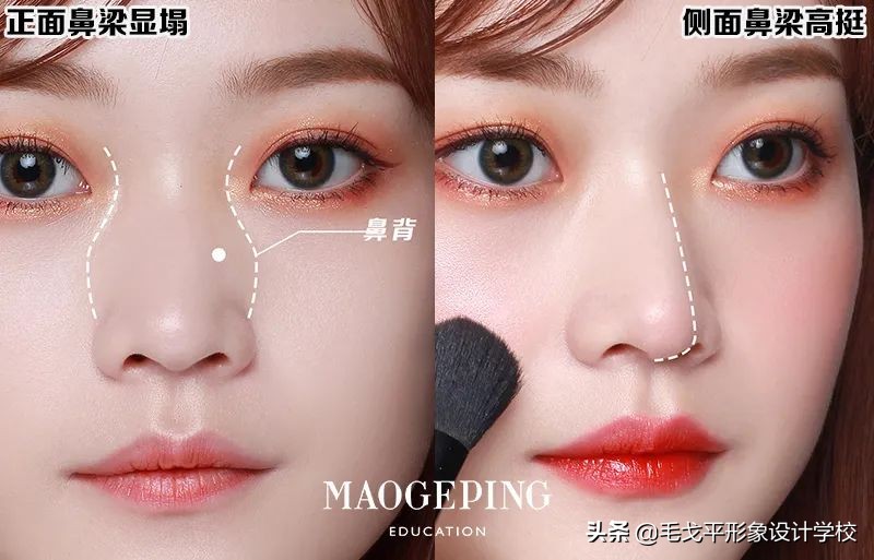 鼻小柱比鼻翼低怎么化妆,山根低大鼻头宽鼻翼修容