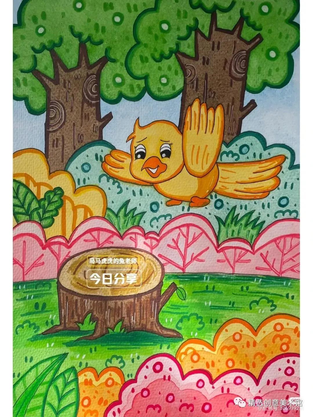 马克笔画儿童故事插画图,儿童简单马克笔绘画创意3-6岁