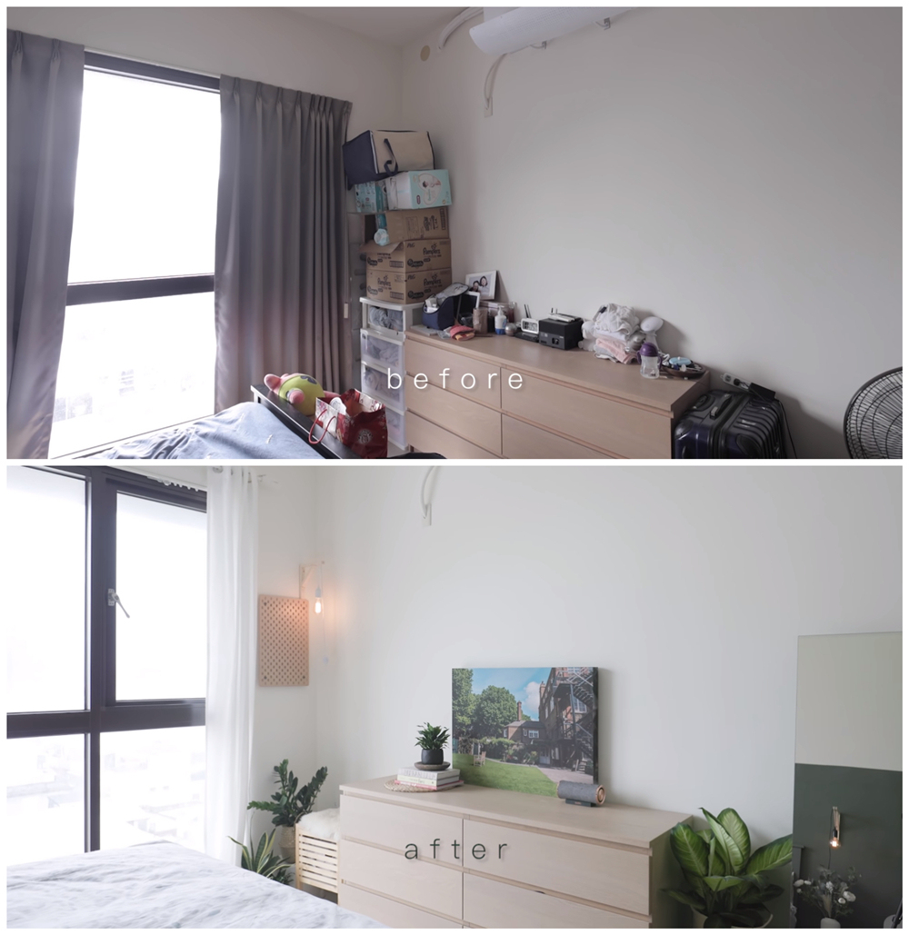 小两口用3天时间，将13㎡杂乱卧室变成森系风，网友：心服口服