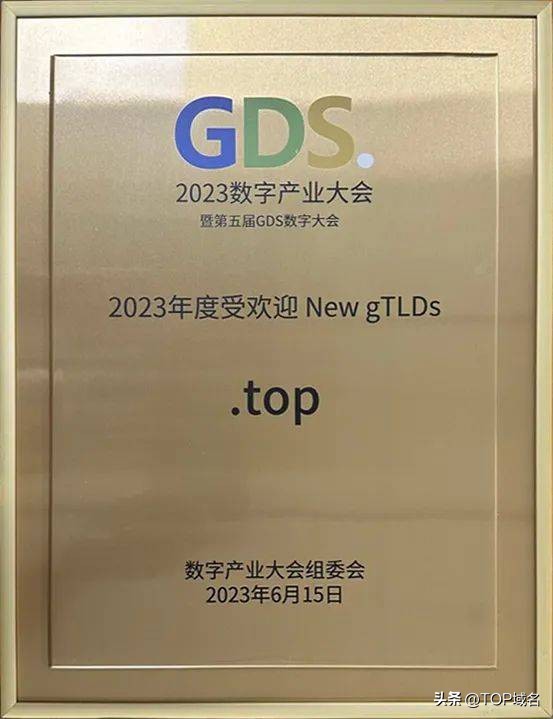 .top域名亮相GDS·2023数字产业大会获“2023年度受欢迎NewgTLDs”