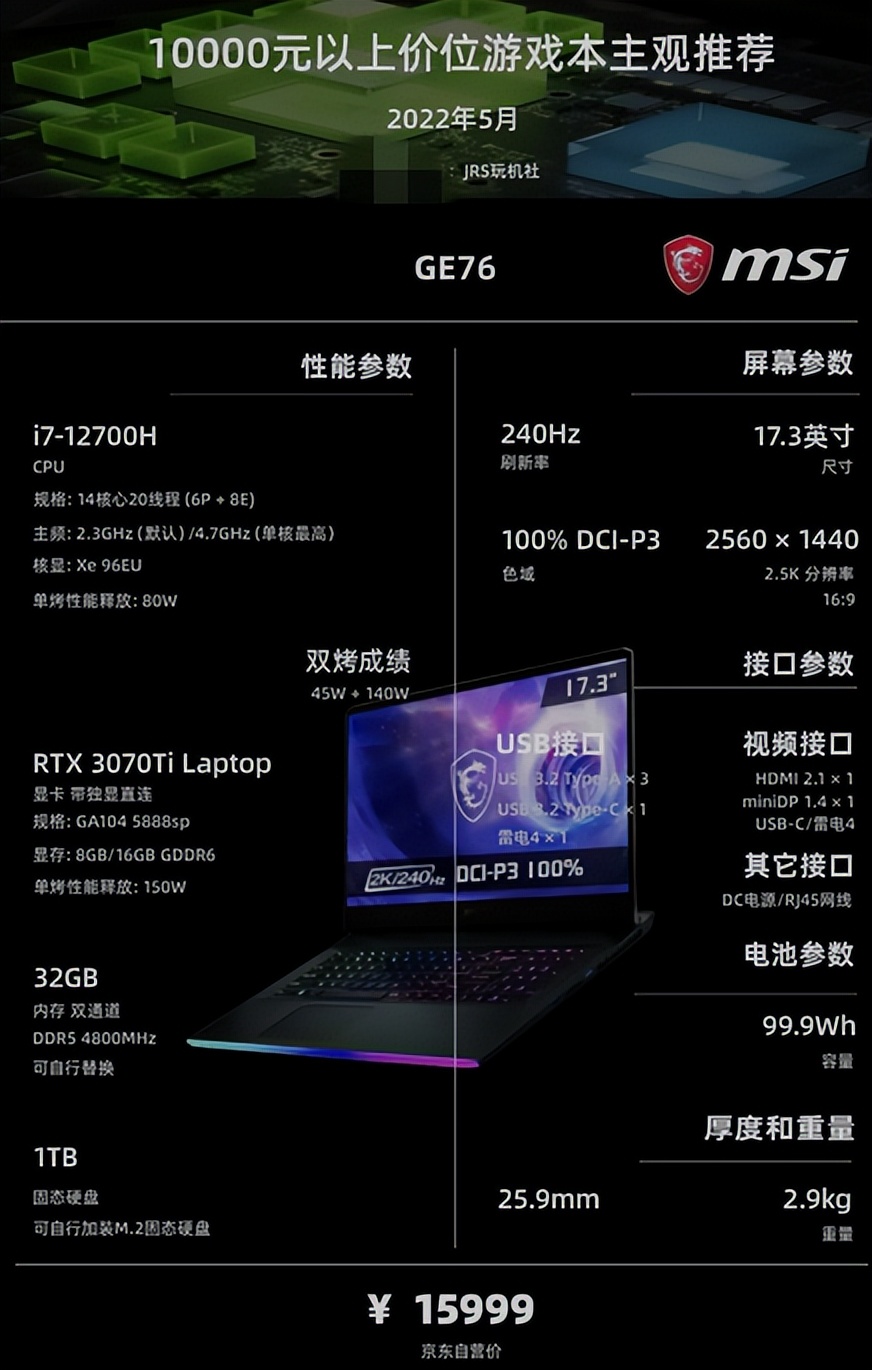 2022年新款游戏笔记本电脑推荐,笔记本电脑2022年选购指南