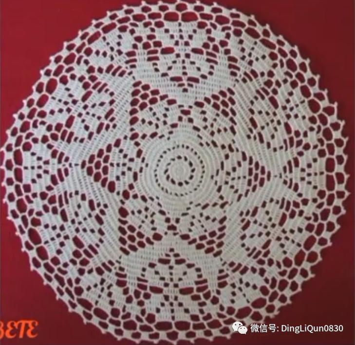 针织钩花小桌布,毛线编织钩花桌布图案