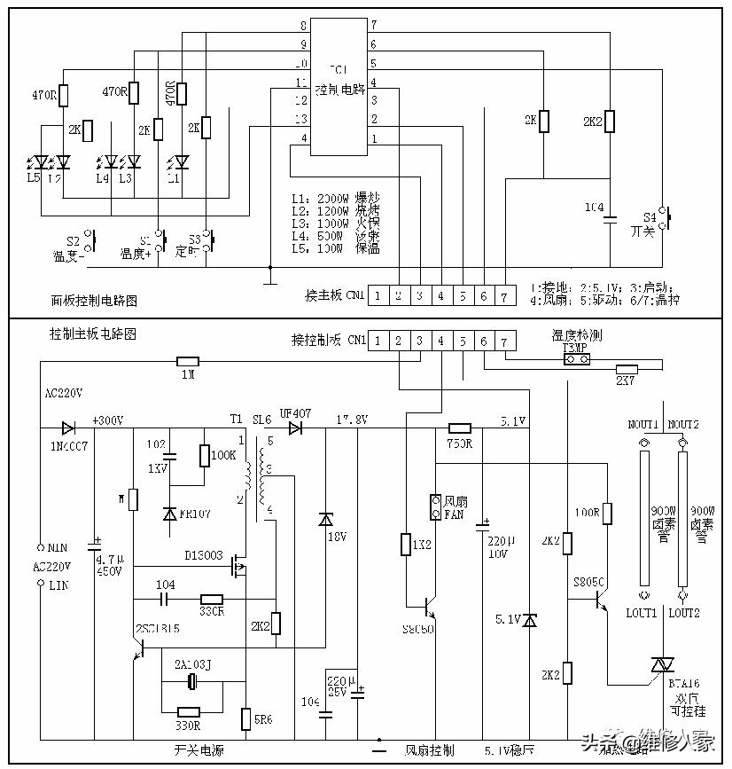微电脑光波炉的工作原理,skg光波炉工作原理和电路图讲解