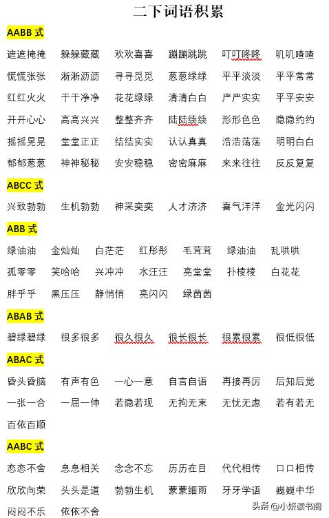 二年级下册必背必记成语、分类词语及多音字汇总整理