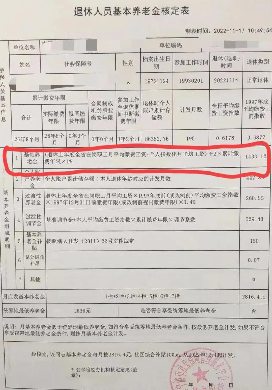 基本养老金核定表怎样解读,解读养老金核定表