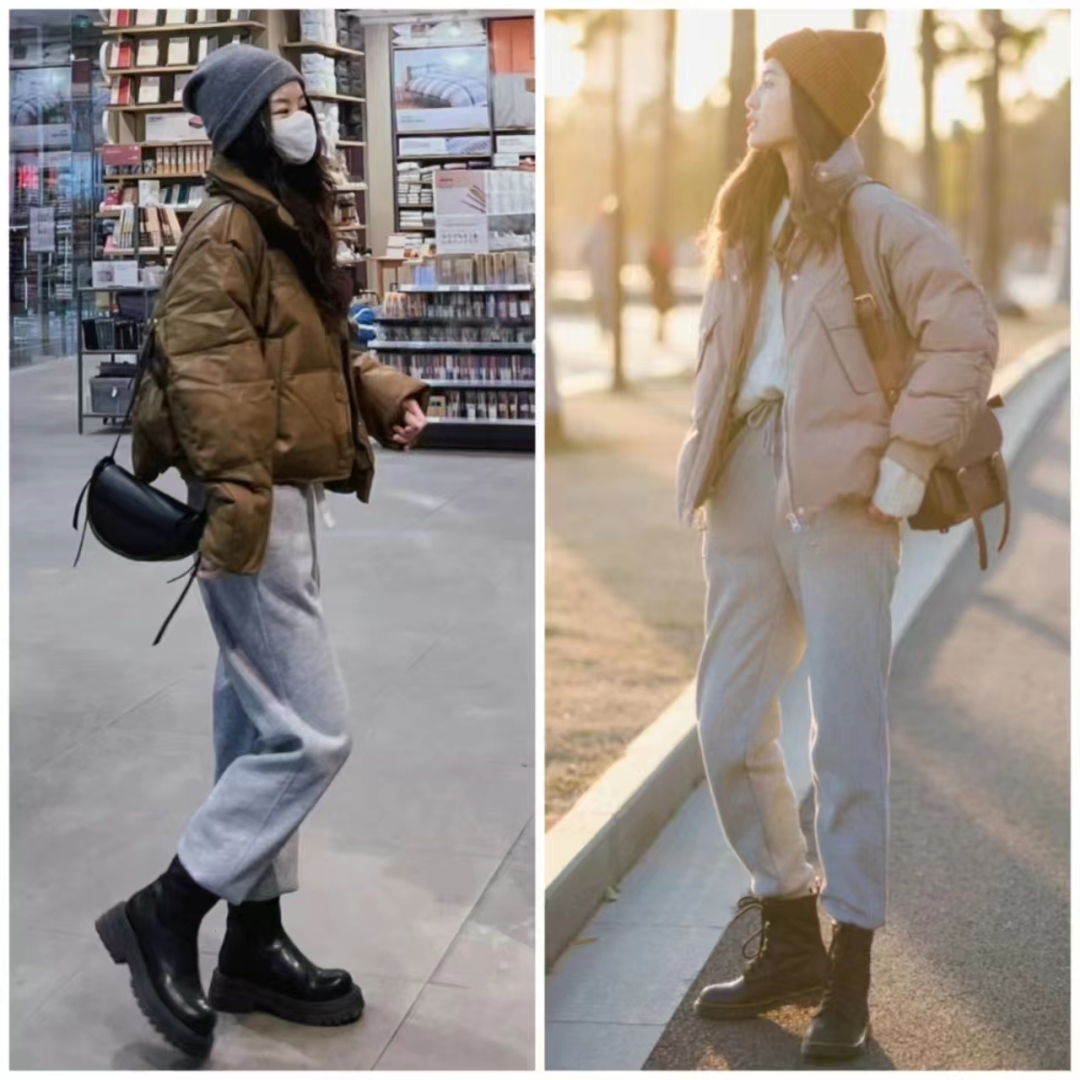 羽绒服搭配什么裤子女孩,女羽绒服和裤子配什么鞋子好看