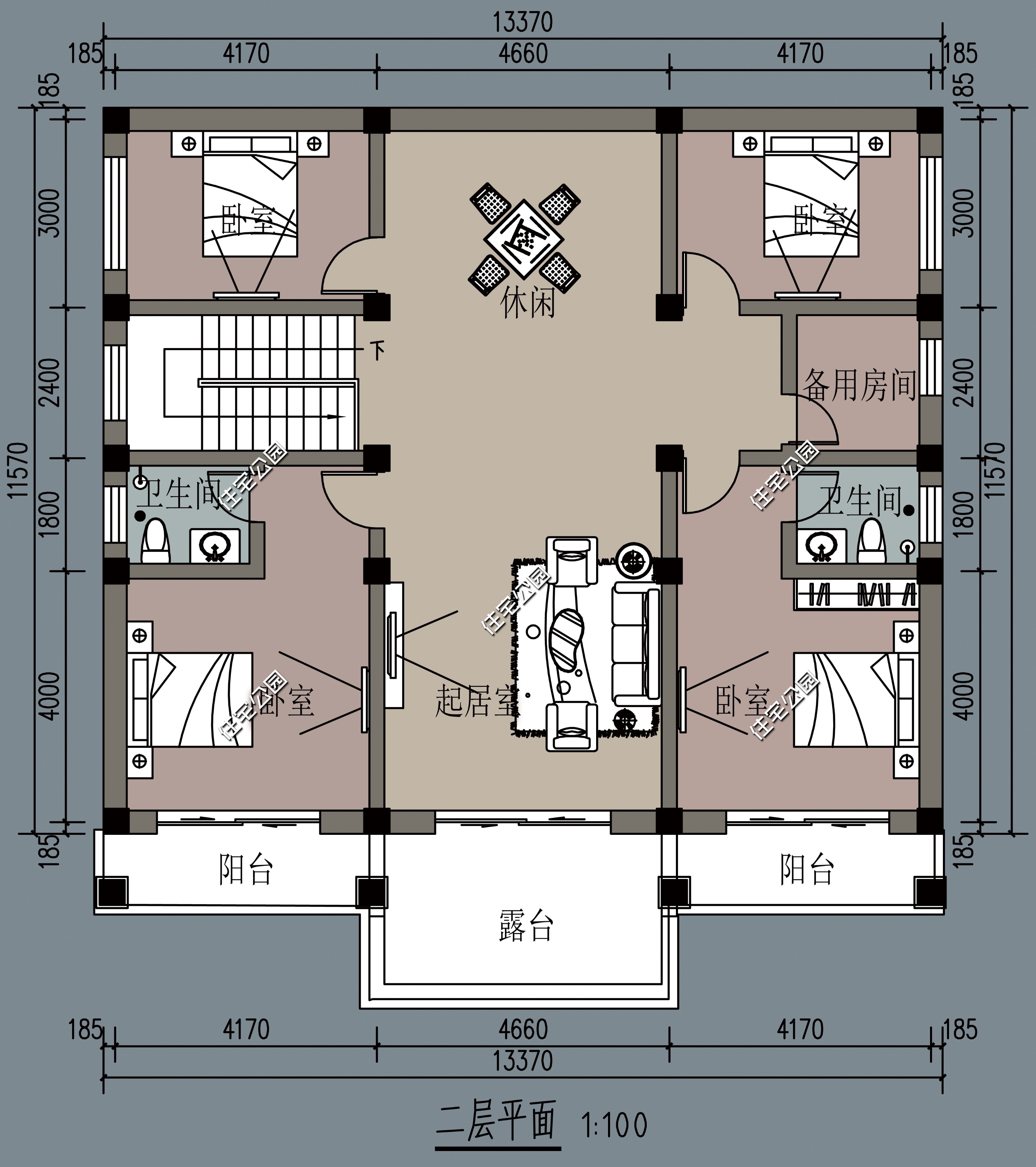 农村自建房二层对称小别墅外观图,开间12.8进深9.9二层别墅怎么设计