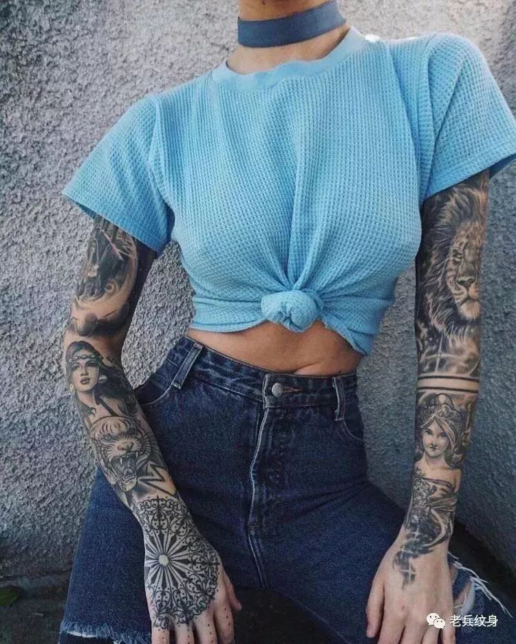 花臂纹身彩臂,花臂一次性纹好还是分次纹好