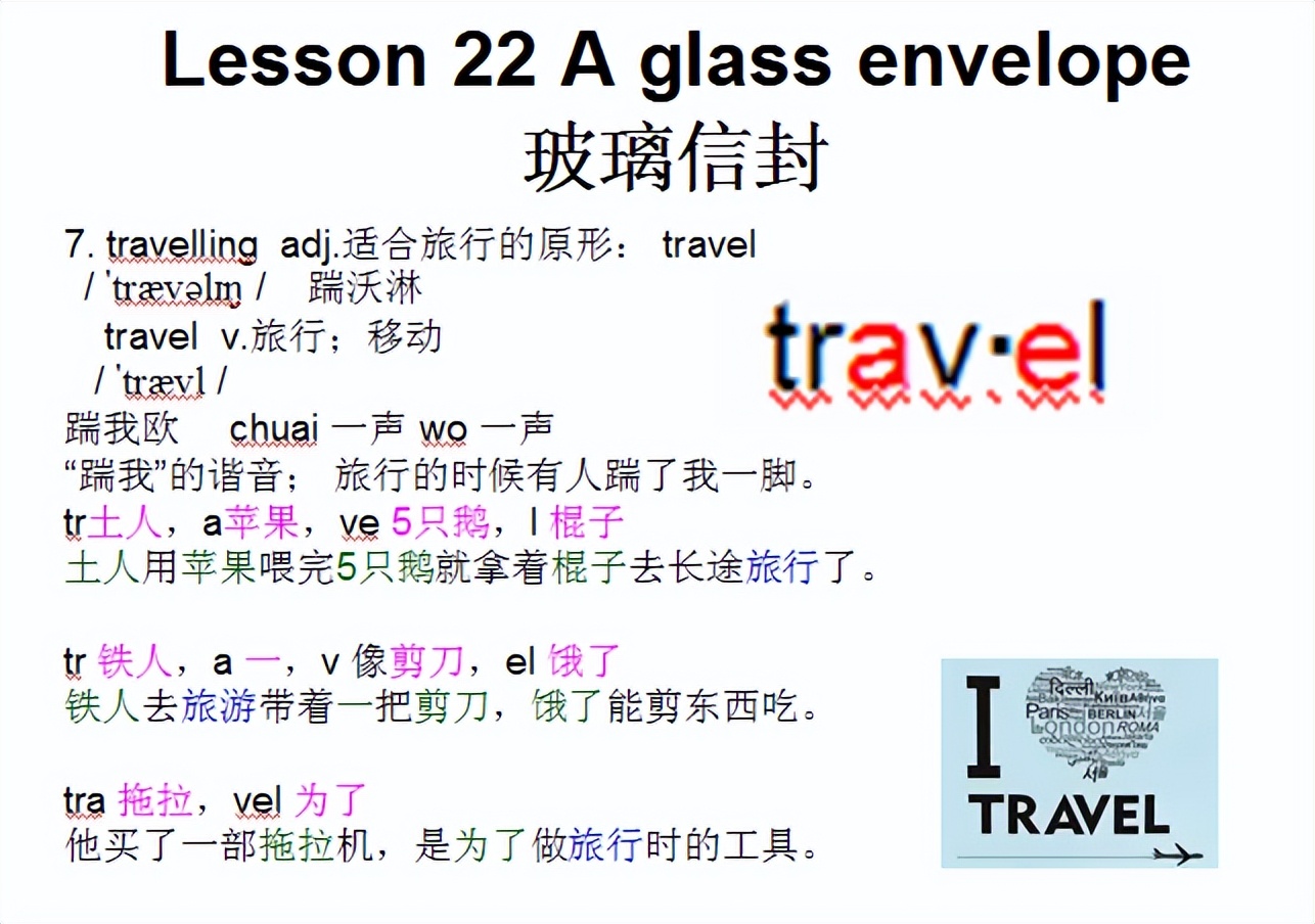 新概念二音标，Lesson22Aglassenvelope玻璃信封