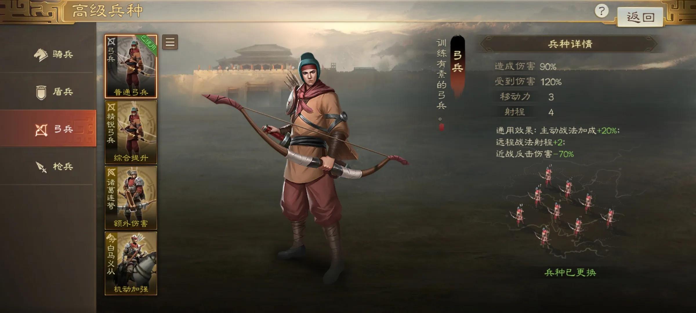 三国志战棋版弓兵金将介绍篇,三国志战棋版弓兵营有必要升级吗