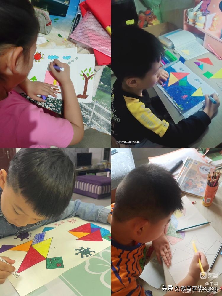 七巧板拼图美丽校园,七巧板拼贴画一年级