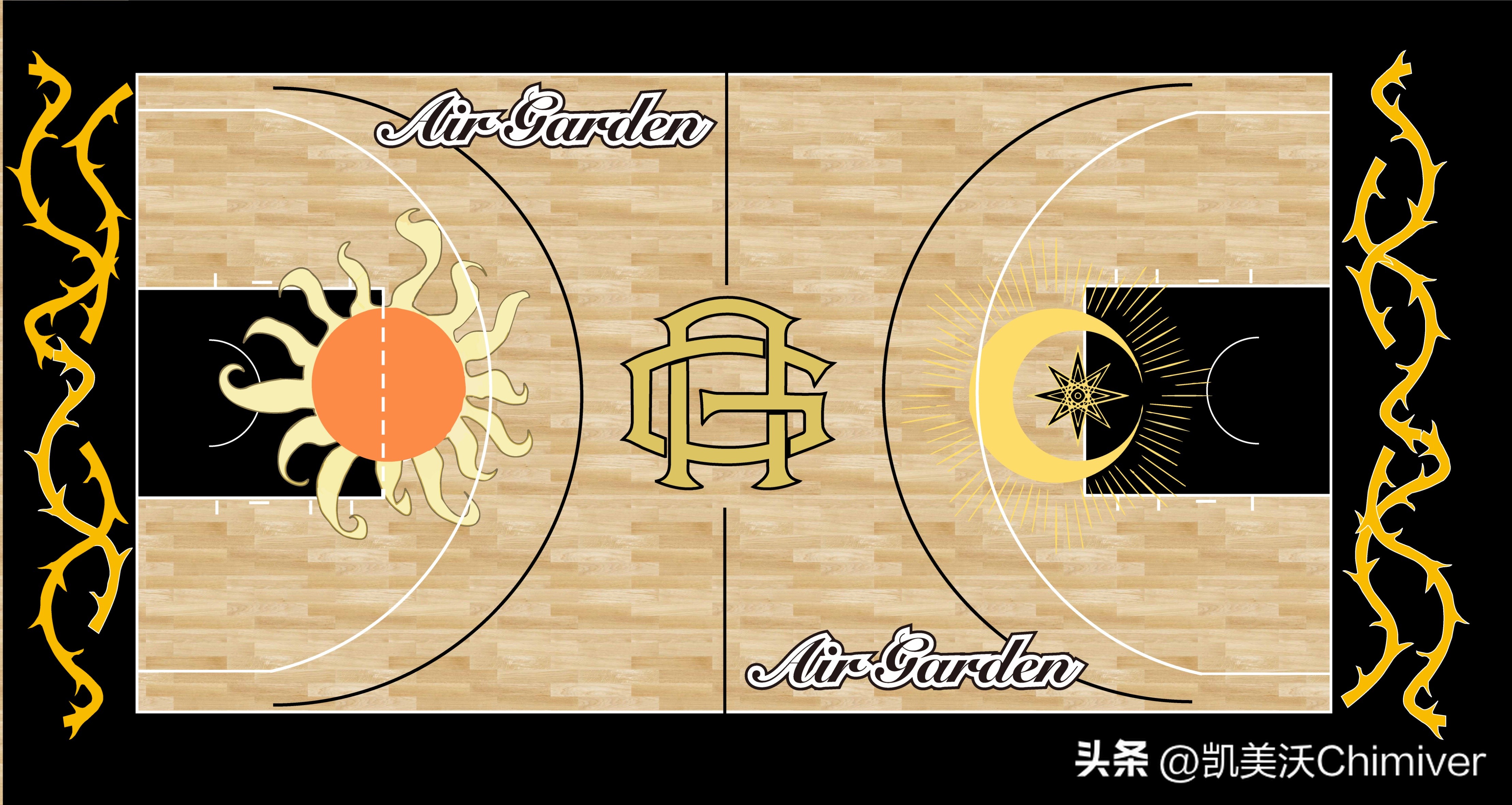 篮球场地板设计,篮球馆木地板配色设计