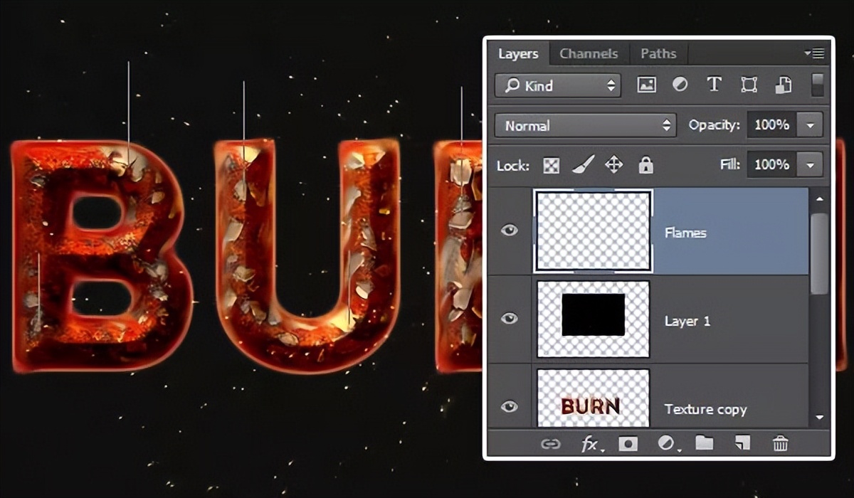 ps路标去除铁锈点,ps教程火苗火焰字体效果制作