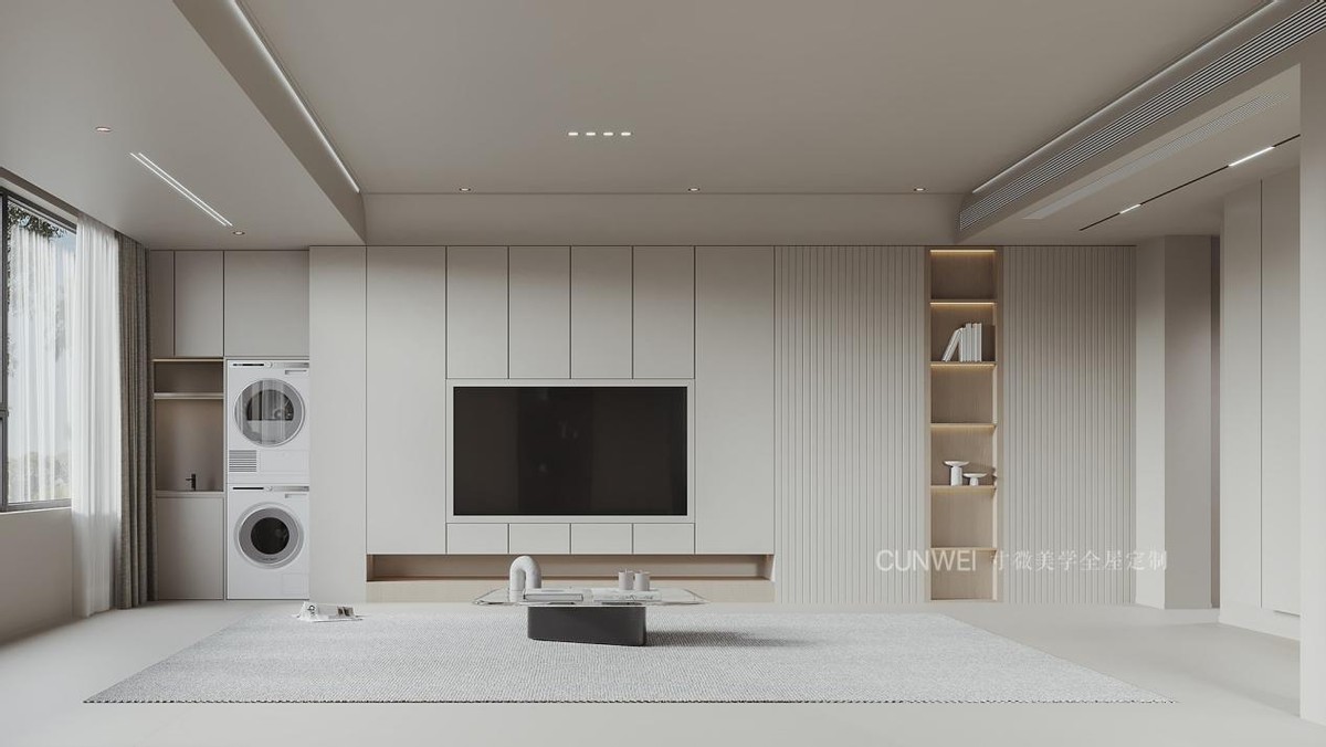 满墙收纳电视柜怎么设计好看,落地电视柜旁边搭配柜子效果图