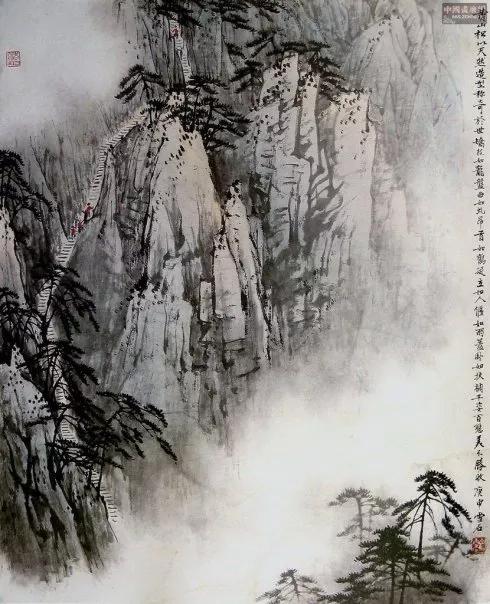 现代山水画名家竖幅作品欣赏,寓意好的庭院名家山水画欣赏