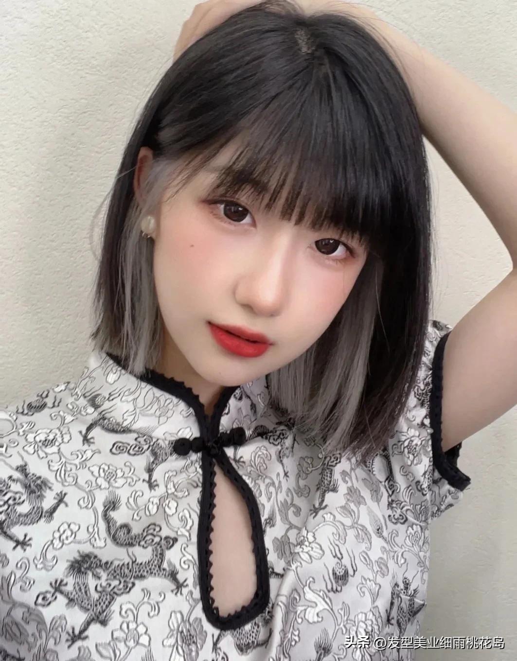 高层次短发耳边染发,高层次挂耳染短发