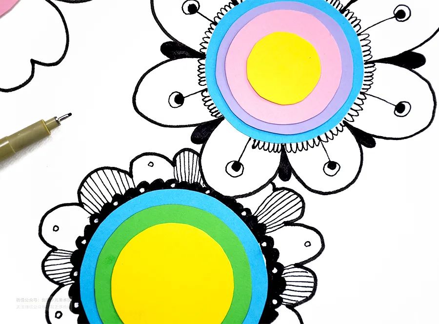 春季儿童画简单又漂亮,花儿朵朵线描儿童画