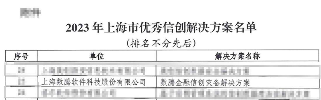 喜报！数腾入选“2023年上海市优秀信创解决方案”名单
