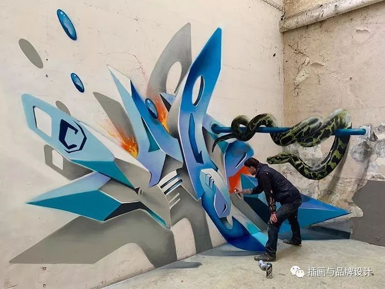 超震撼的墙绘,有视觉冲击感极简的墙绘