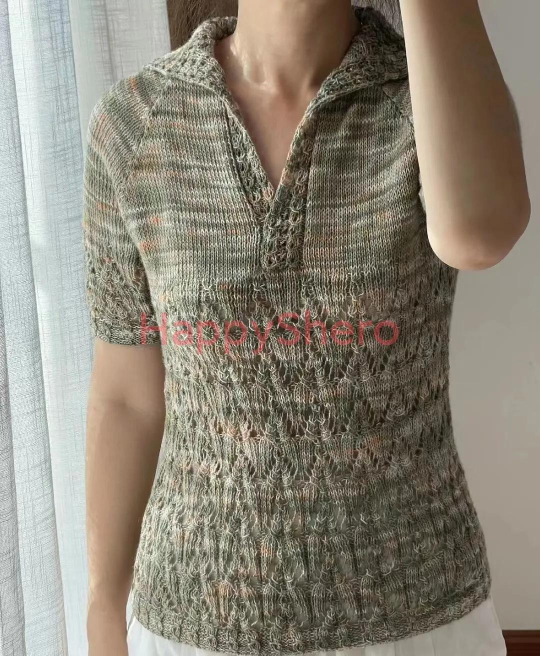 镂空花短袖落肩袖编织教程,插肩袖短袖编织教程夏款花样