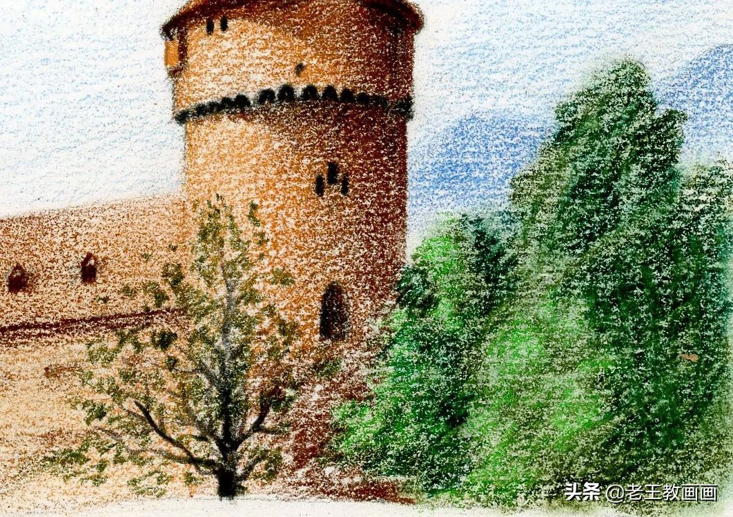 彩铅画风景好看,彩铅画一个城堡