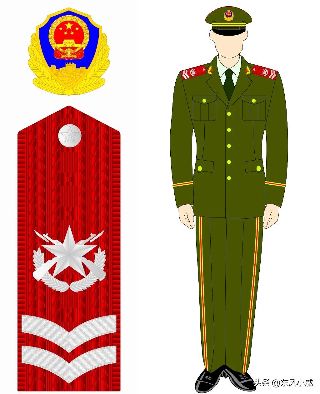 99式*警武**部队警衔，颜值最在线的一套军衔和军服