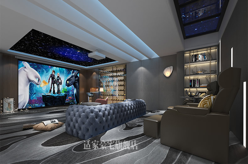 私人别墅电影院,别墅家庭影院娱乐室装修效果图